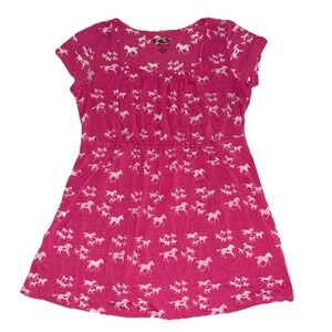 Roper Babydoll Top Women's L Pink White Horses Burnout Western Rodeo Cowgirl